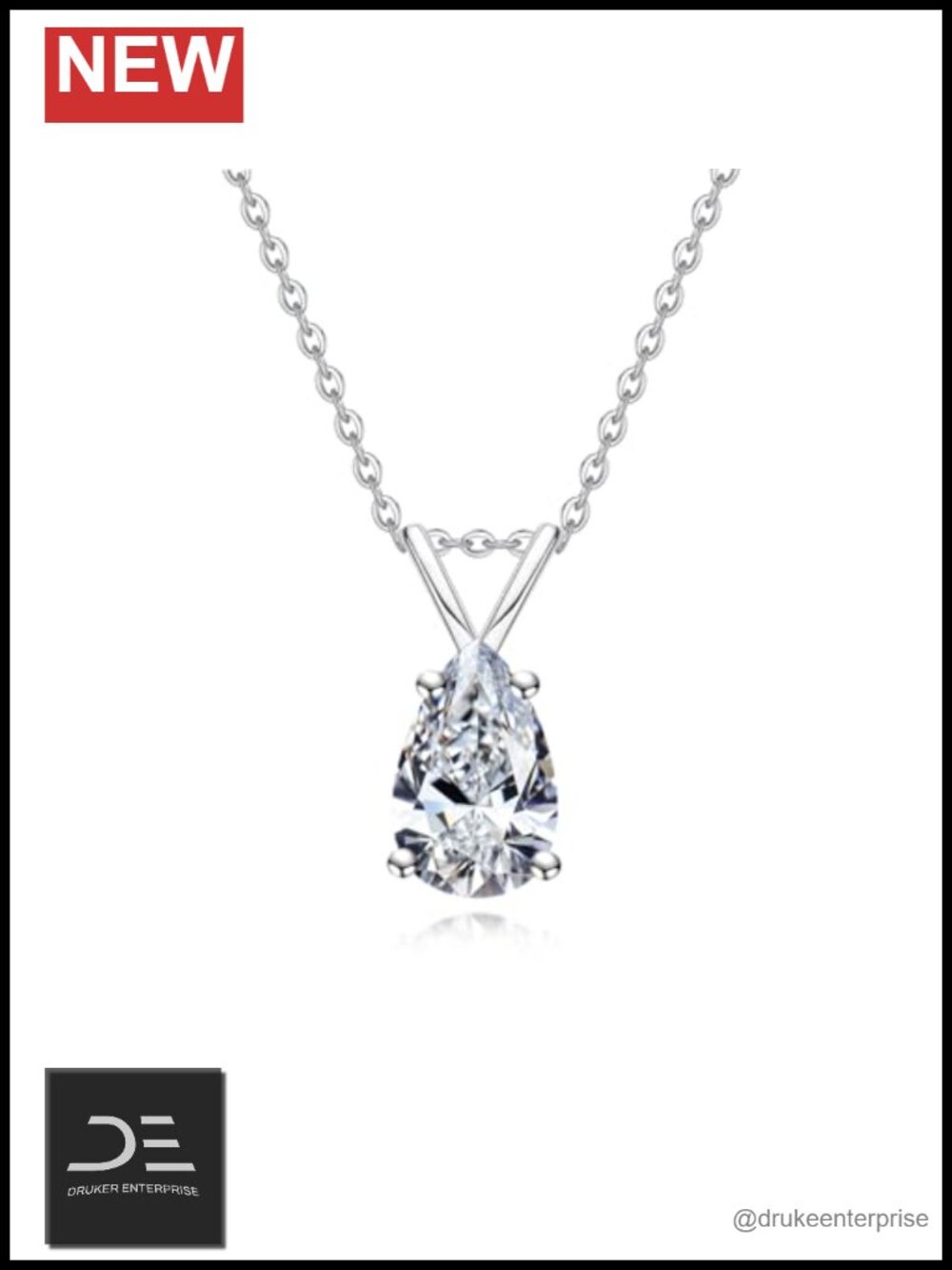Moissanite Pendant Necklace 925 Sterling Silver D VVS1 Adjustable Chain Women's